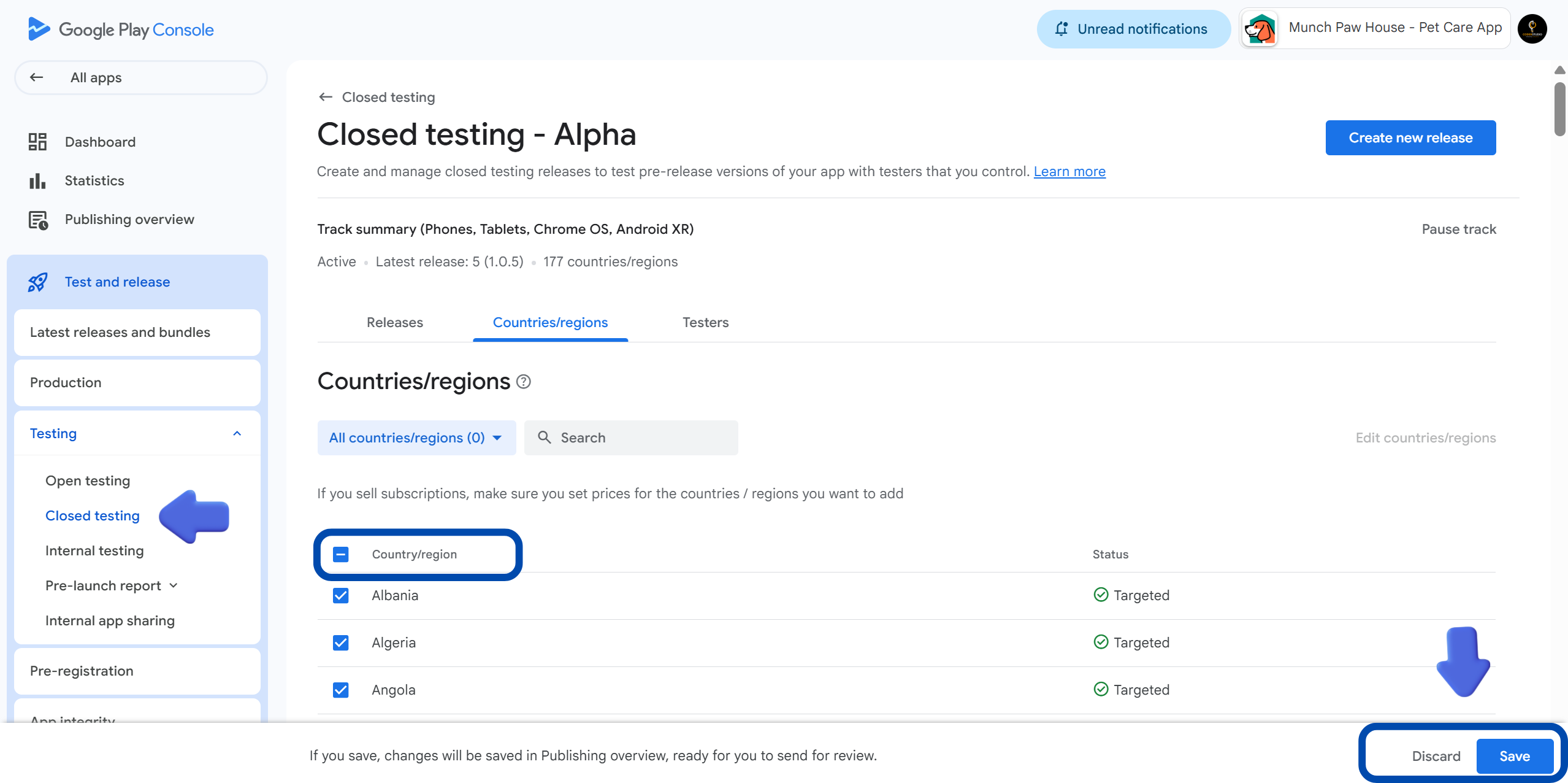 Google Play Console - Add All Countries