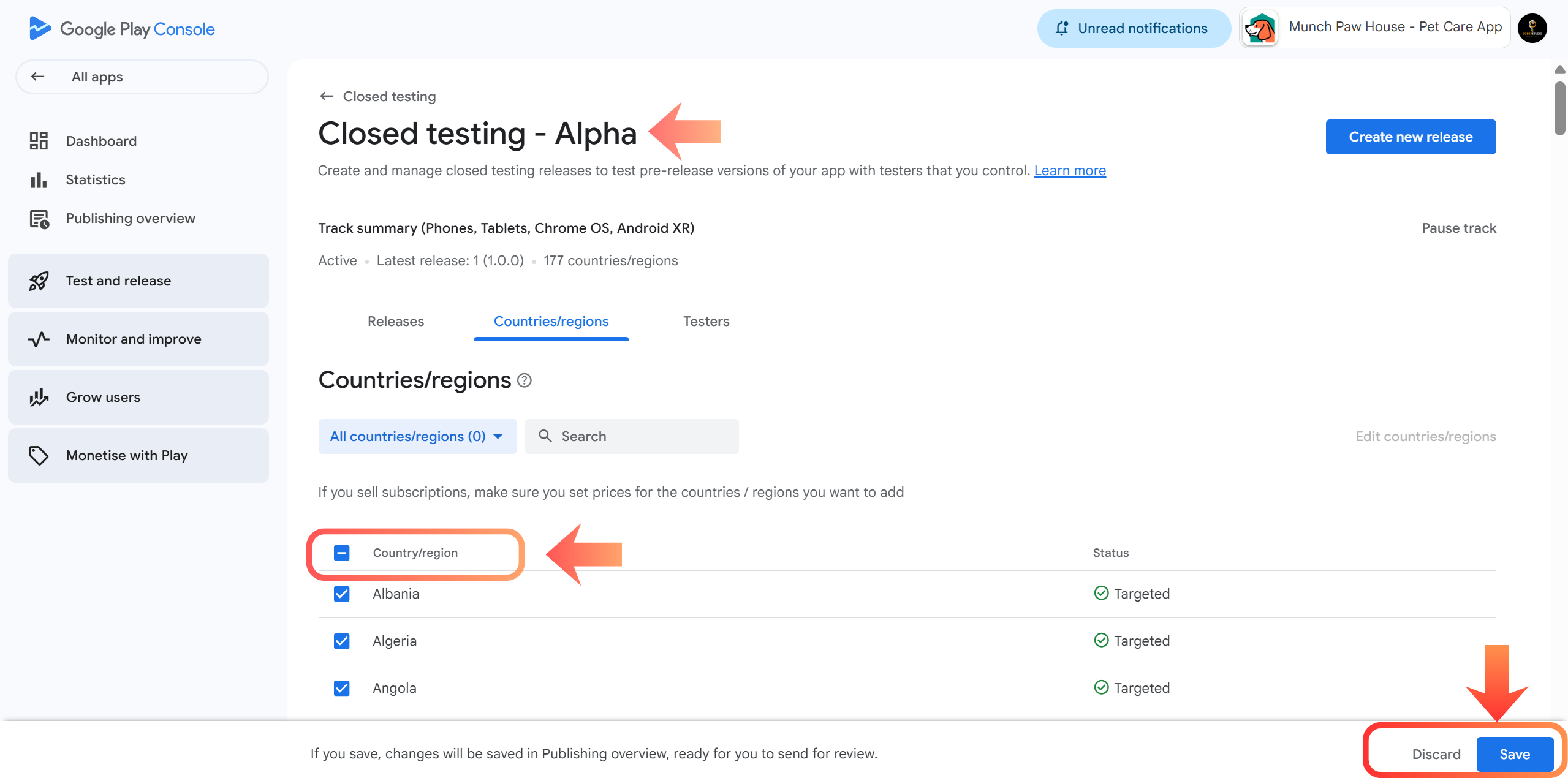 Enable All Countries in Google Play Console for Closed Testing