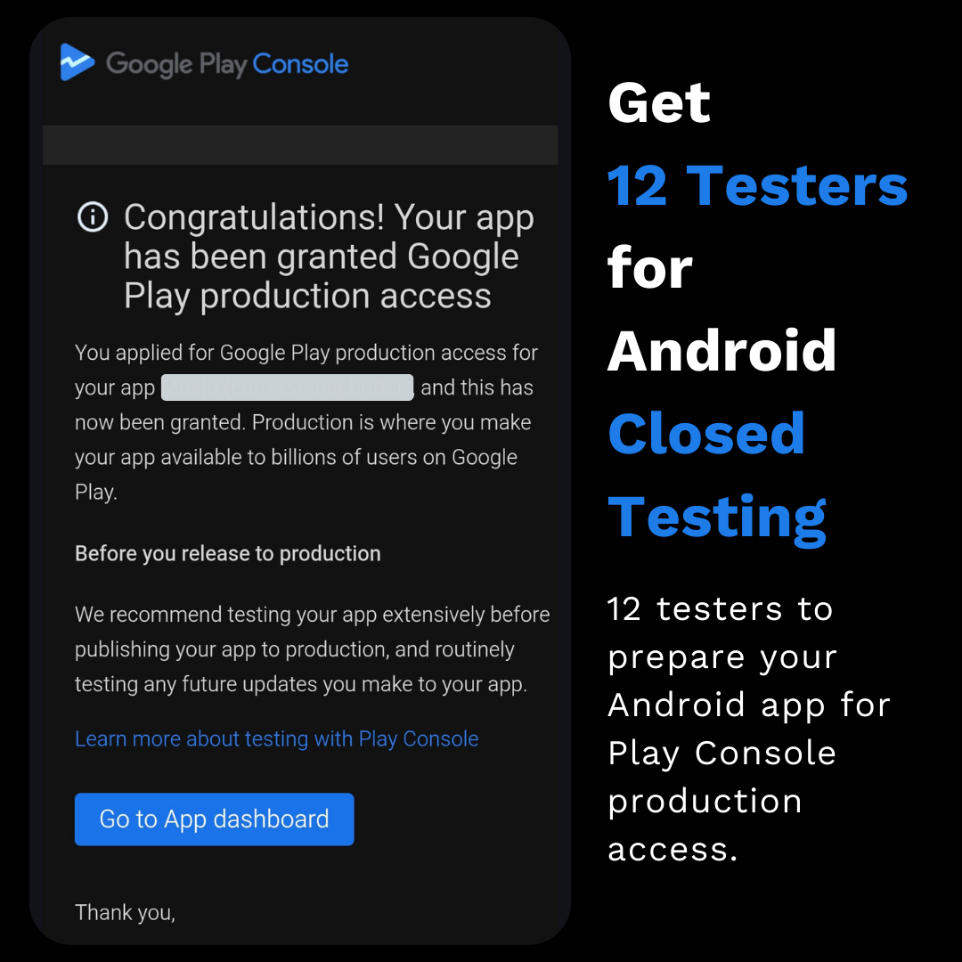 Production Access Success with 12 Tester